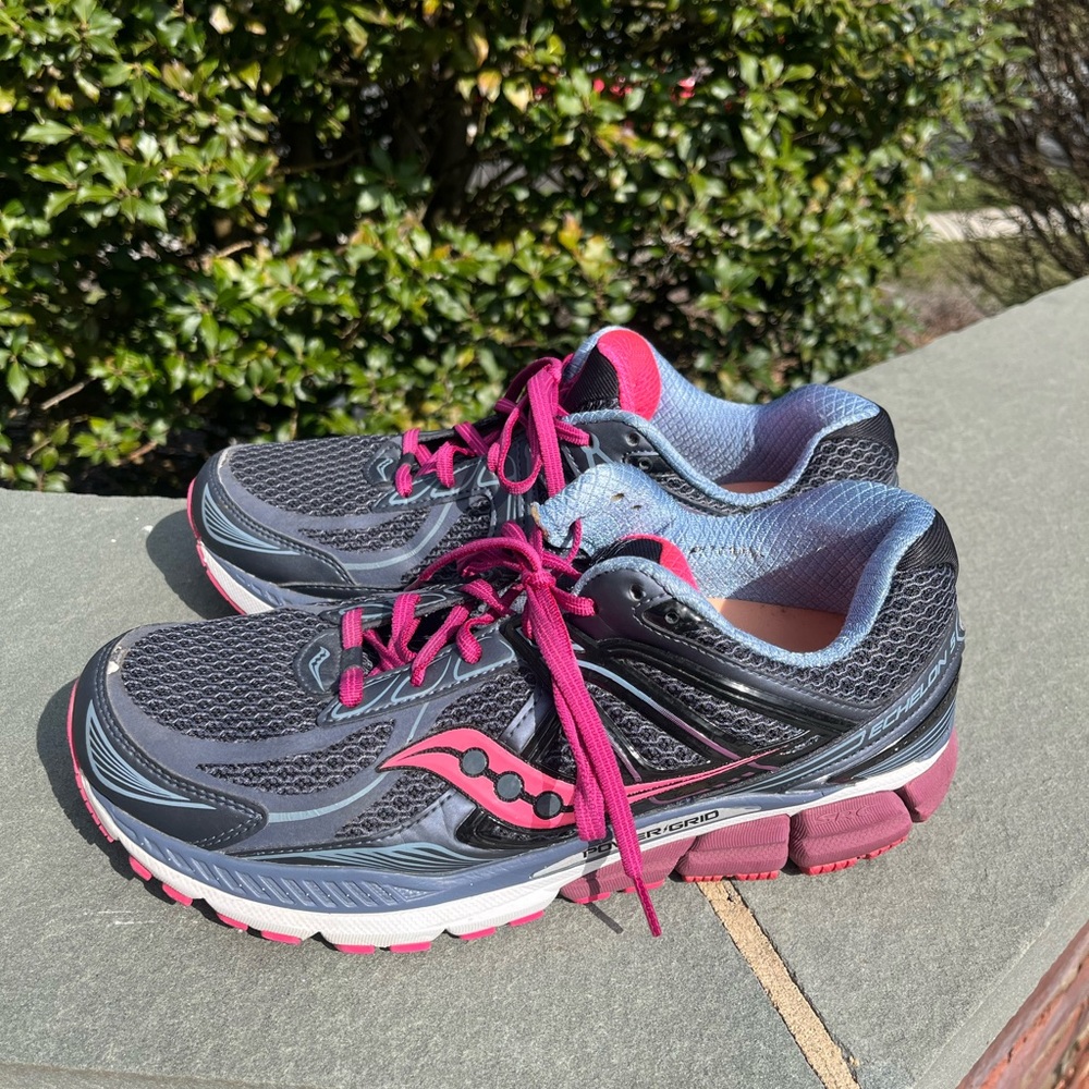 Saucony Women's Running Shoes - Black and Pink size 11 wide fit good condition